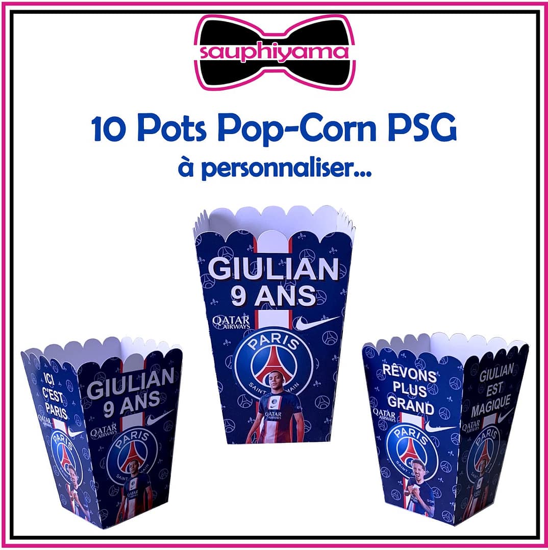 pot pop-corn PSG personnalisé sauphiyama