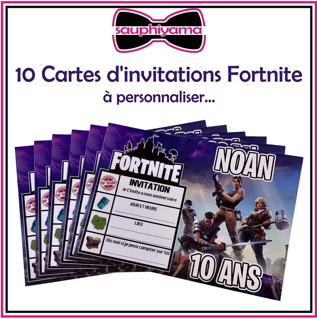 Carte d'invitation Fortnite personnalisé sauphiyama