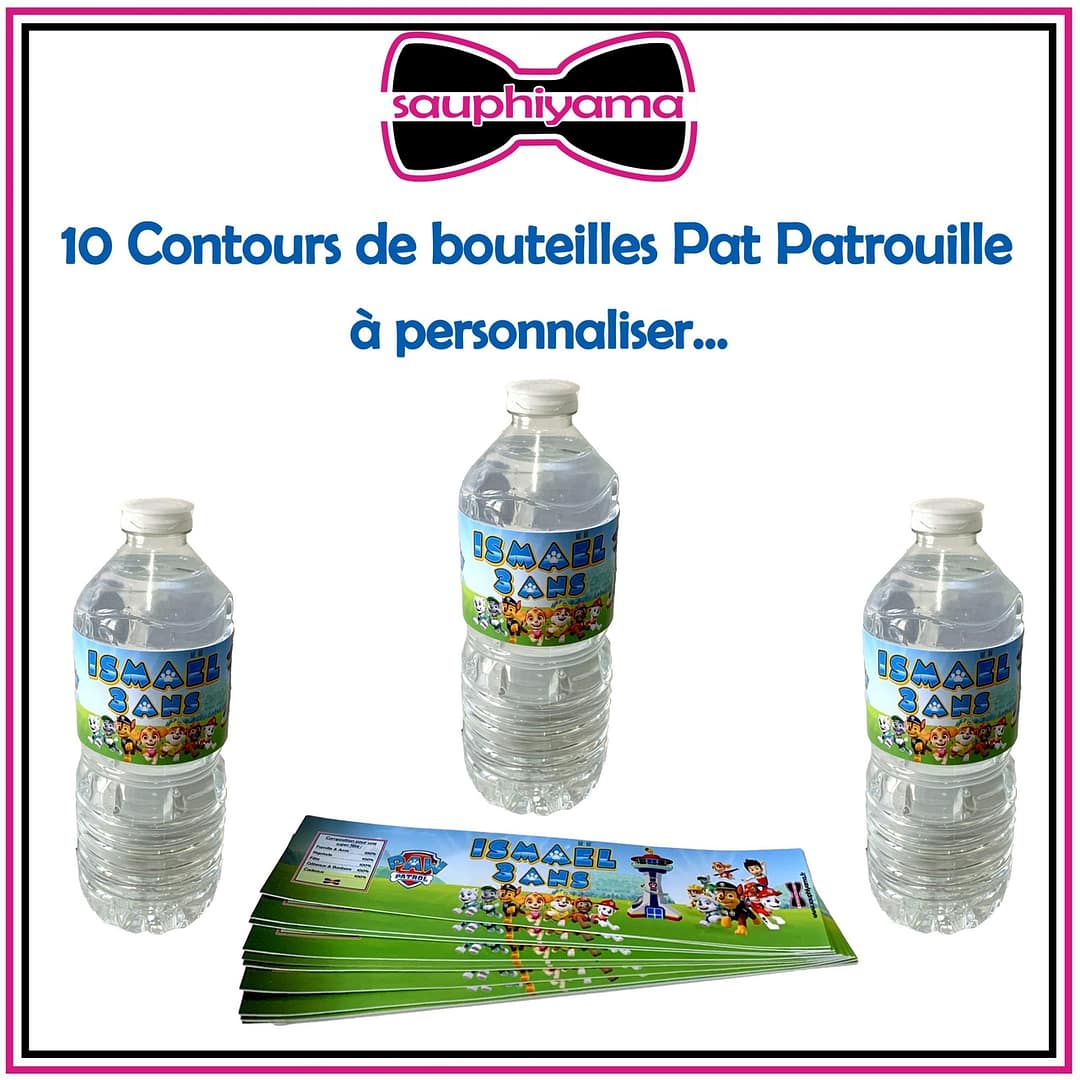 contours de bouteilles pat patrouille personnalisé sauphiyama