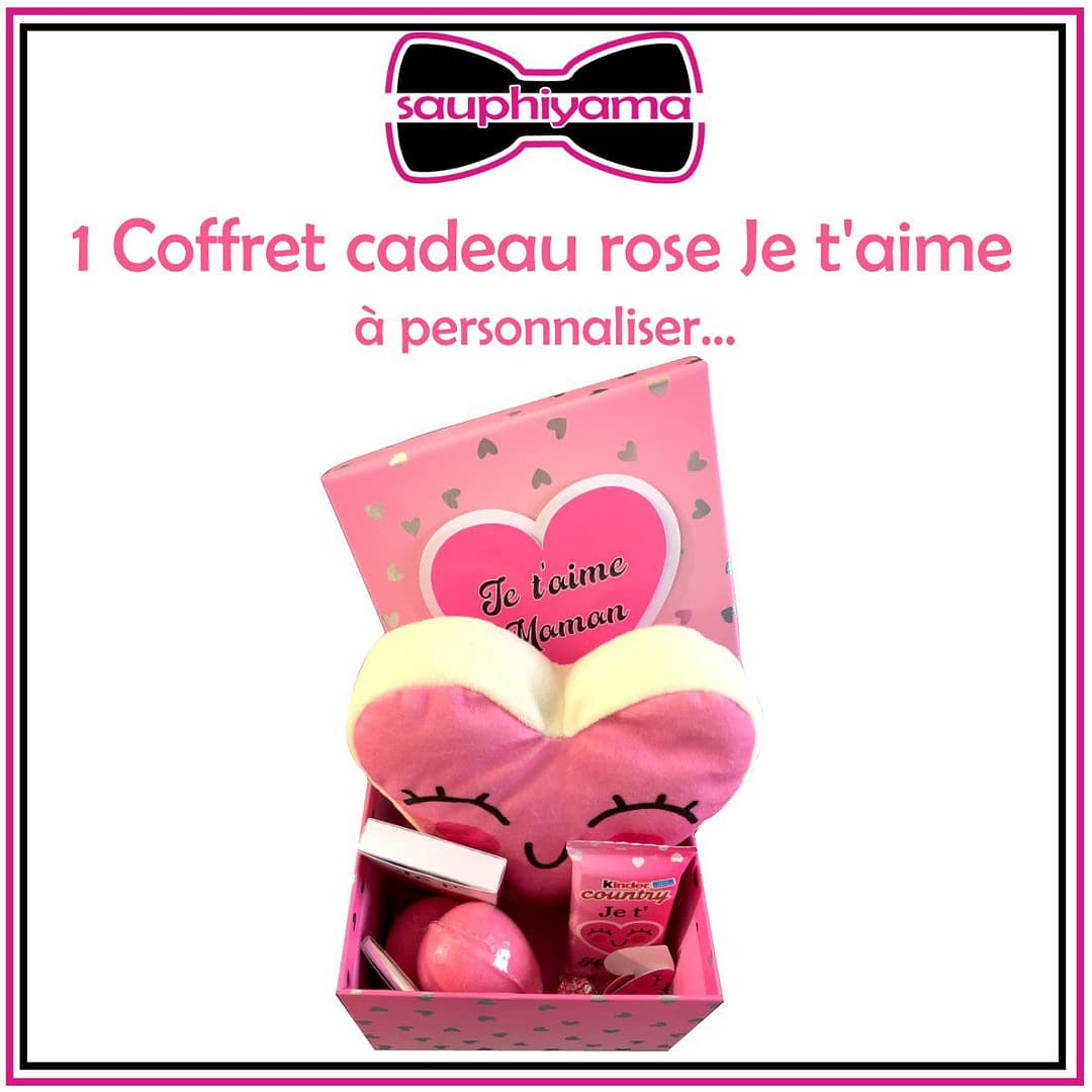 Coffret cadeau rose je t'aime Saint Valentin