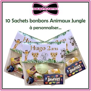sac bonbons animaux jungle personnalisé sauphiyama