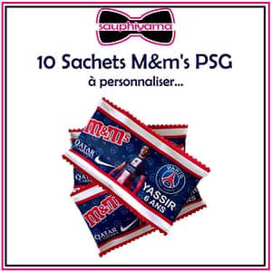 Sachets M&ms PSG personnalisé