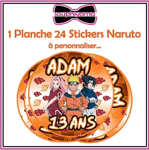 1 Planche de 24 stickers Naruto à personnaliser
