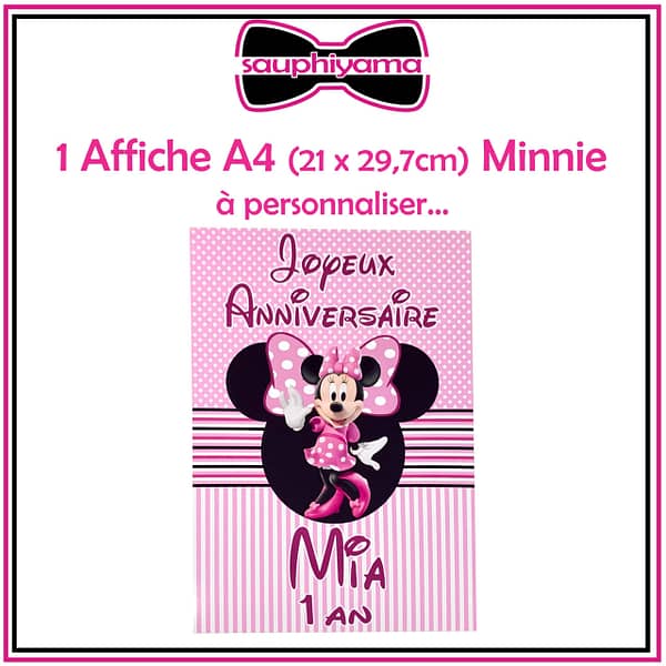 Affiche A4 minnie personnalisé sauphiyama