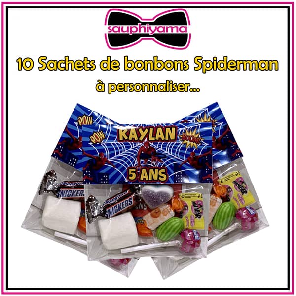 bonbon spiderman personnalisé sauphiyama