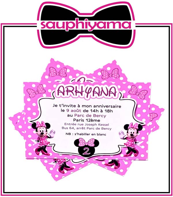 carte invitations Minnie Mickey personnalisé sauphiyama
