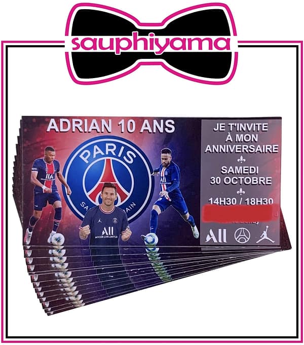 carte invitation psg personnalisé sauphiyama