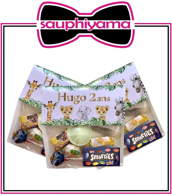 sac bonbons animaux jungle personnalisé sauphiyama