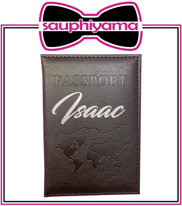 Protège passeport pochette noir personnalisé