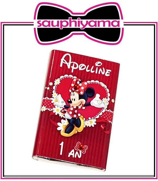 chocolat personnalisé minnie rouge sauphiyama