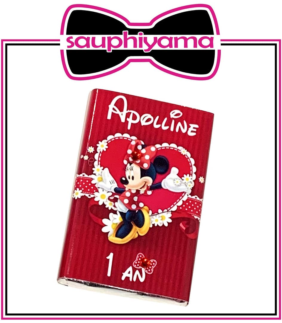 chocolat personnalisé minnie rouge sauphiyama