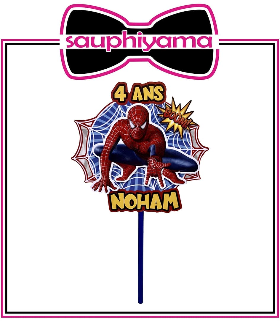 1 Grand topper gâteau Spiderman à personnaliser – Image 2