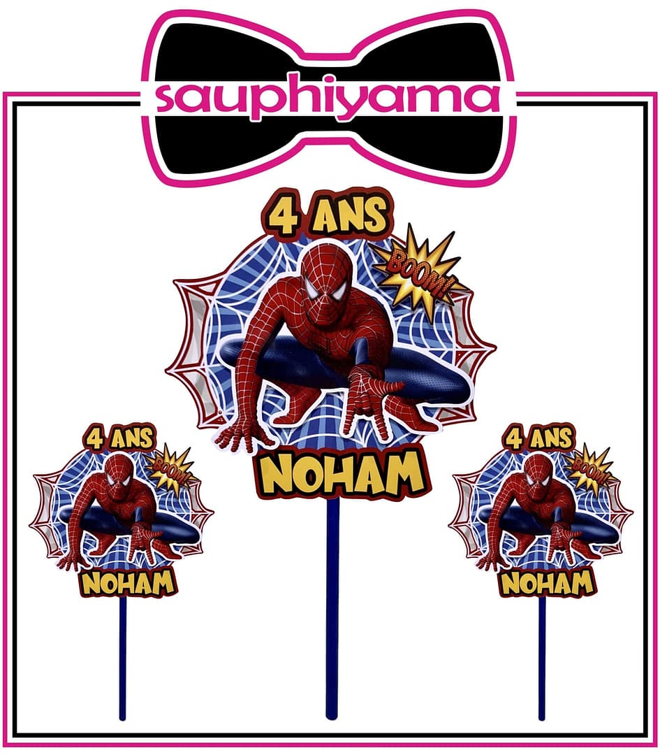1 Grand topper gâteau Spiderman à personnaliser – Image 3
