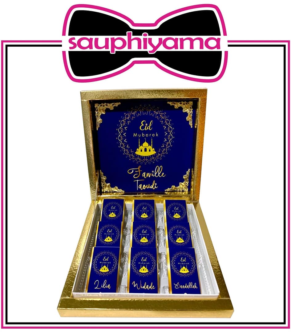 1 Grande boîte de 16 chocolats Eid Mubarak à personnaliser – Image 2