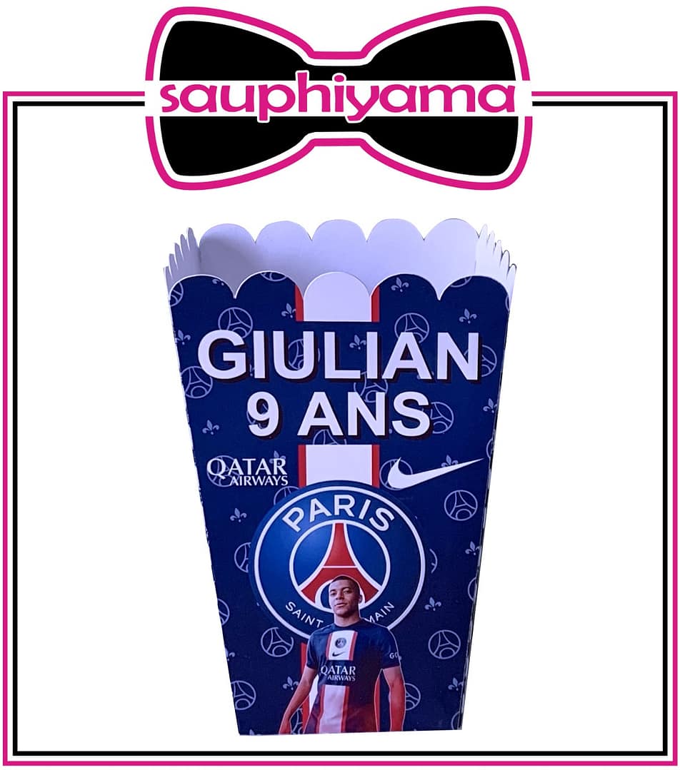 pot pop-corn PSG personnalisé sauphiyama