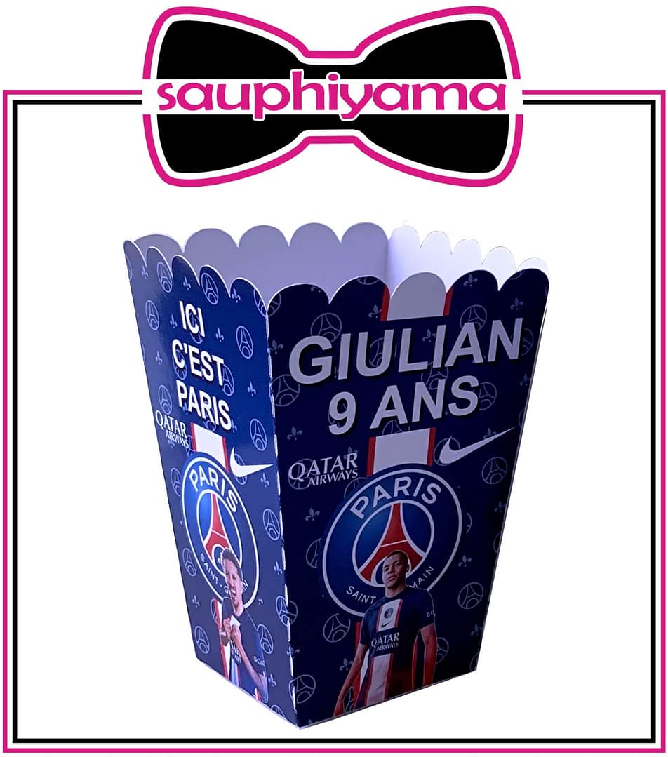 pot pop-corn PSG personnalisé sauphiyama