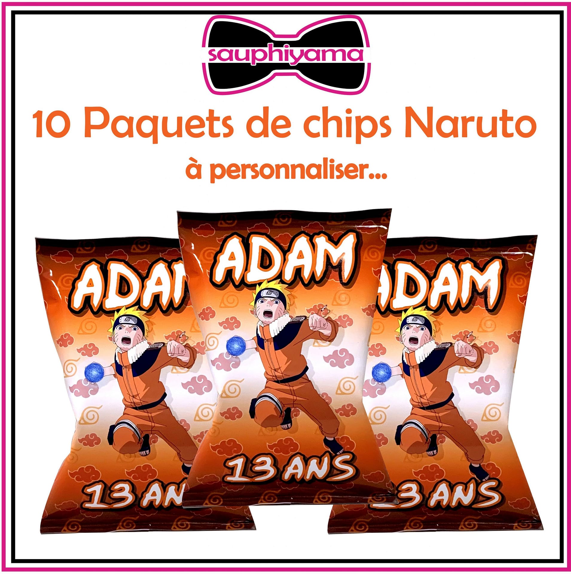 5 Paquets de chips Naruto à personnaliser Personnalisez vos