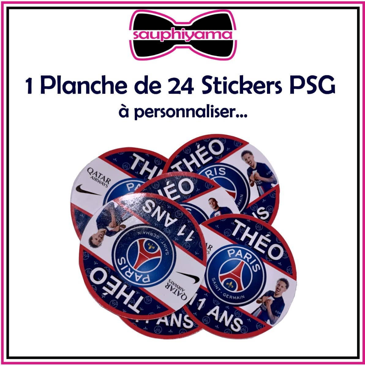 1 Planche de 24 Stickers PSG à Personnaliser - Personnalisez vos